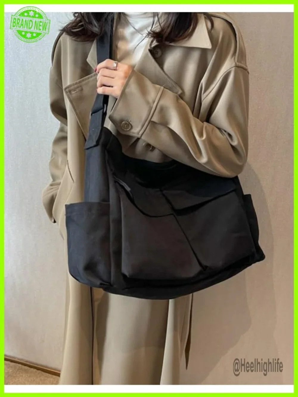Canvas Hobo Crossbody Shoulder Tote Bag Large Messenger with Multiple Pockets